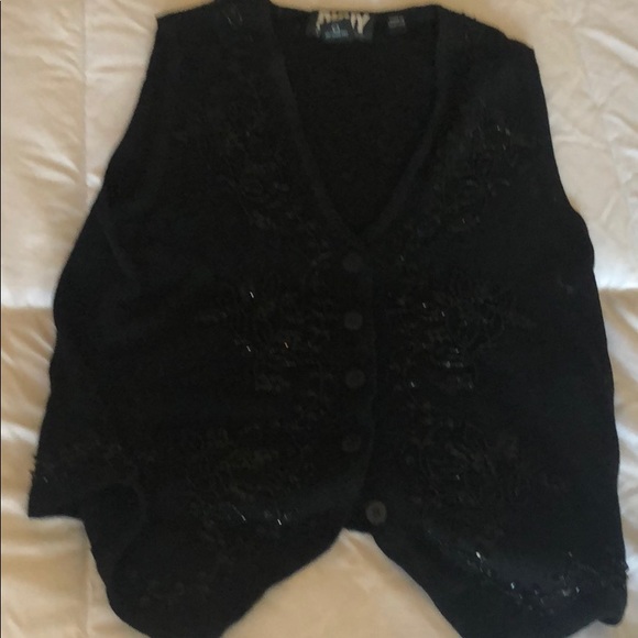 Beautiful wool blend vest with sequins - Picture 2 of 5